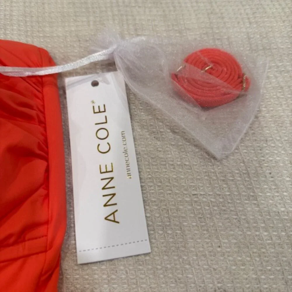 NWT! Anne Cole Twist Front Shirred One Piece-Orange Size 10 - Picture 5 of 6